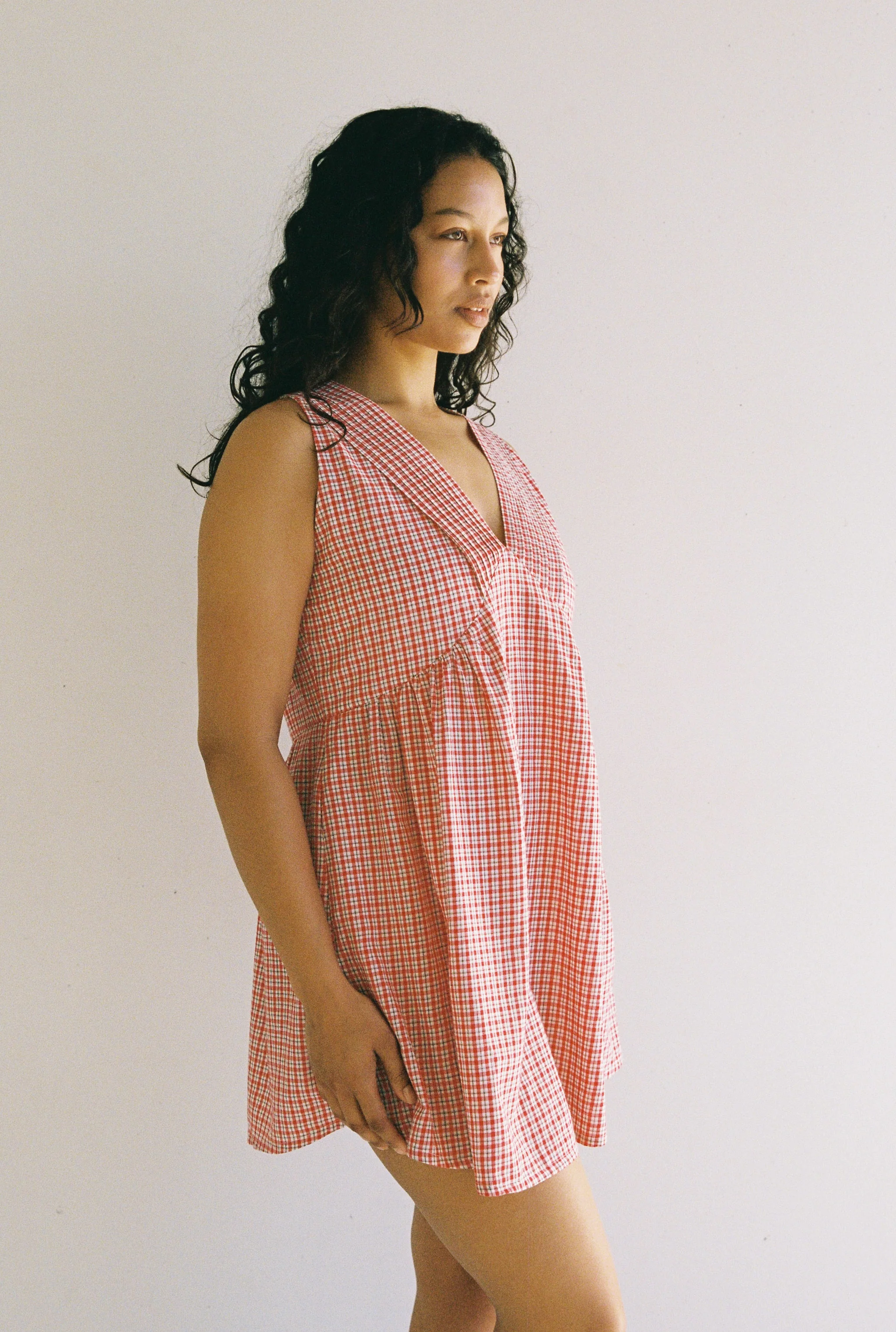 Hunter Mini Dress - Red Check - Image 4