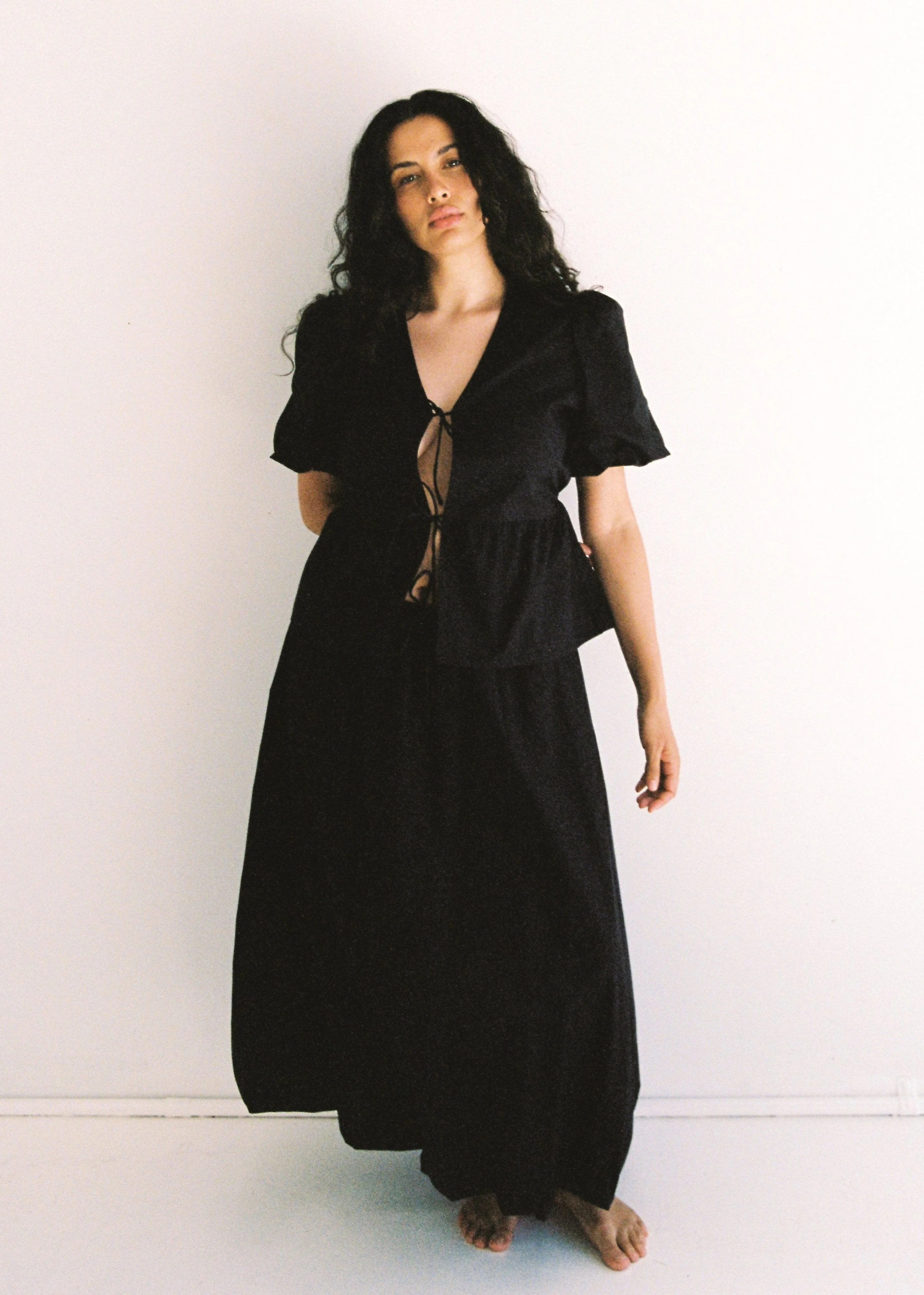 Peony Bubble Midi Skirt - Black - Image 2